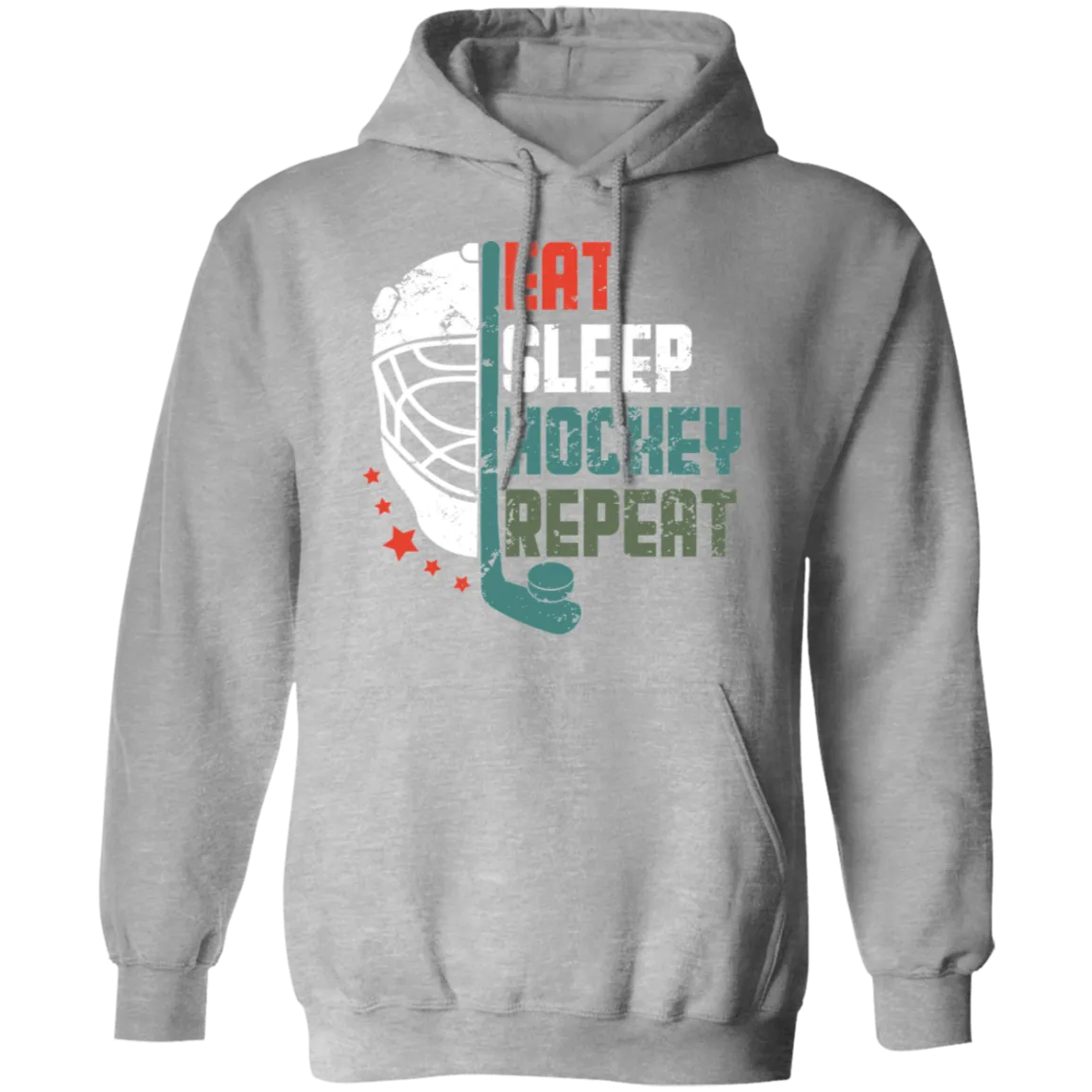 Eat Sleep Hockey Repeat Darker Colors Pullover Hoodie