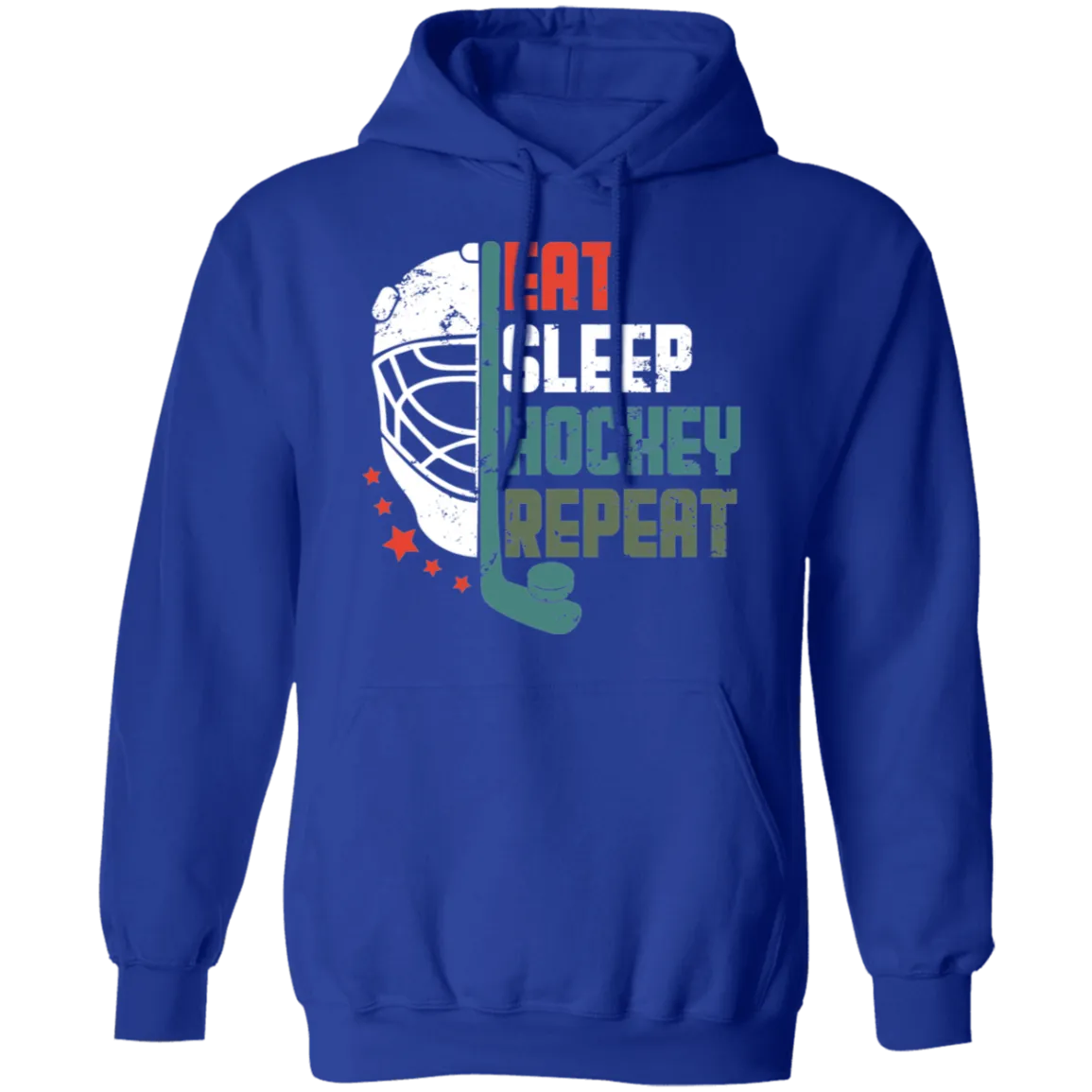 Eat Sleep Hockey Repeat Darker Colors Pullover Hoodie