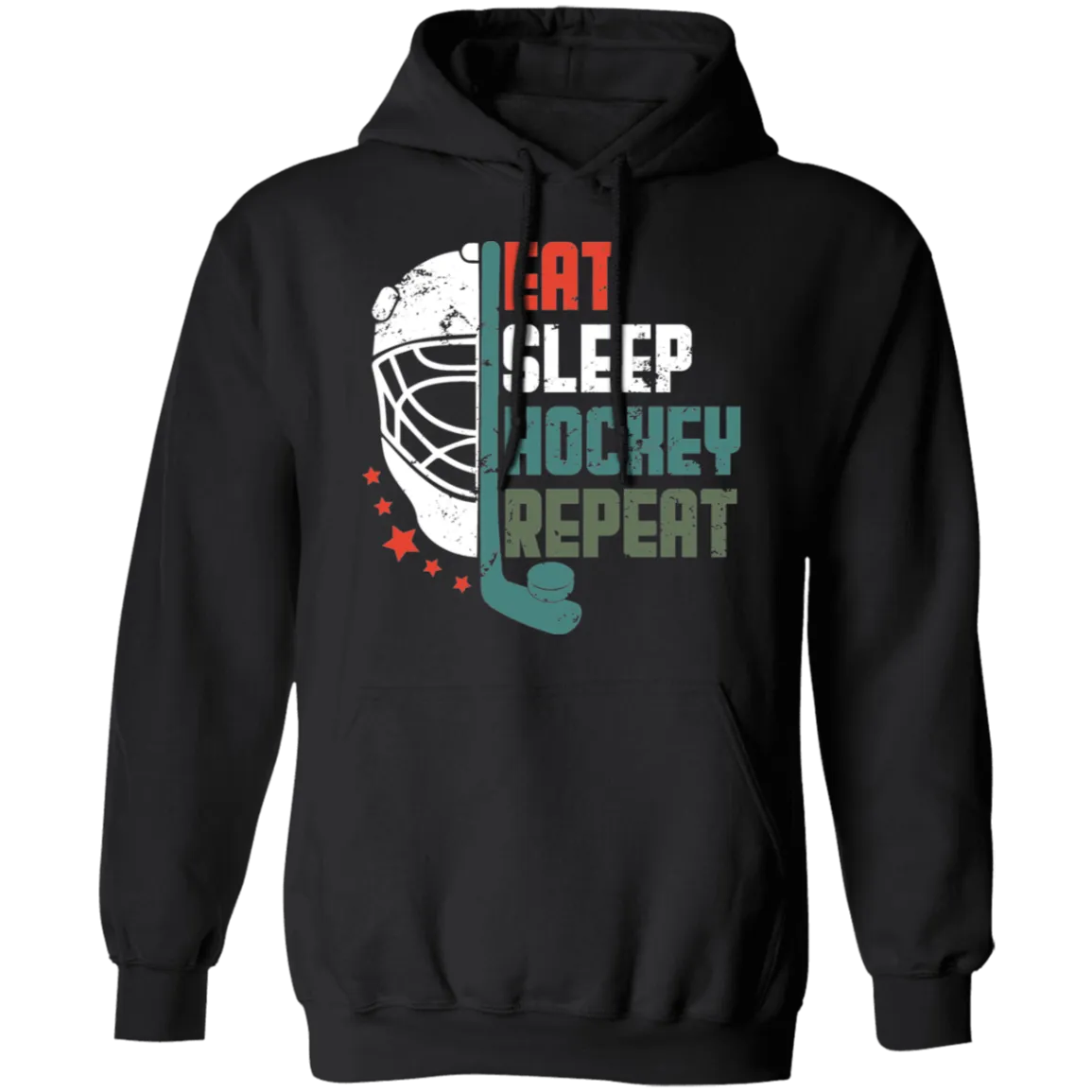 Eat Sleep Hockey Repeat Darker Colors Pullover Hoodie
