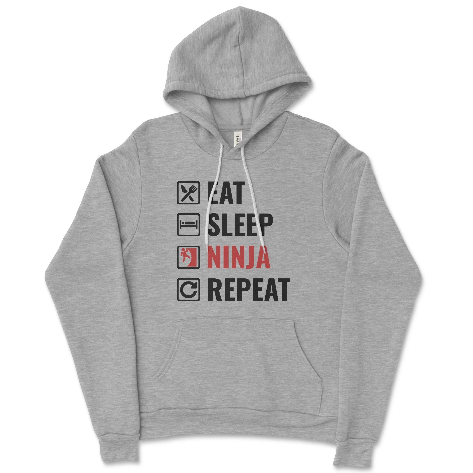 Eat Sleep Ninja Repeat Hoodie, Ninja Training Hoodie, Sponge Fleece Hoodie