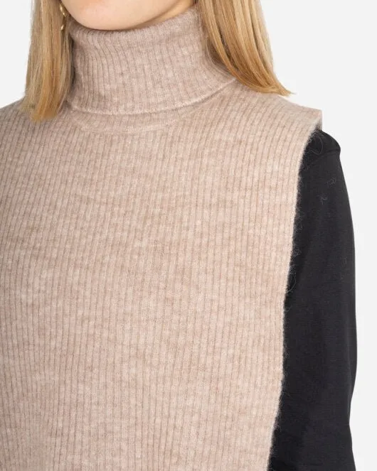 Elisha Knit Bib Neck - Oat Melange