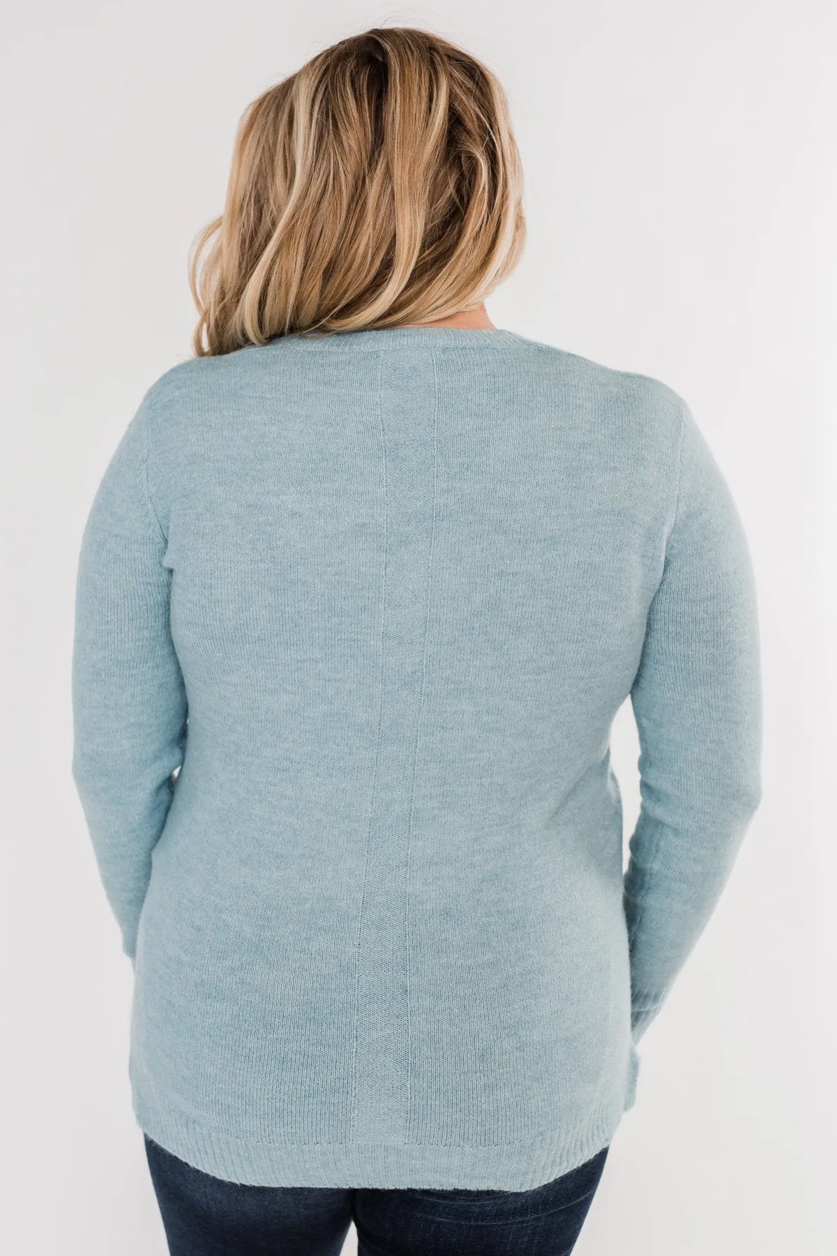 Feel This Moment V-Neck Sweater- Sky Blue
