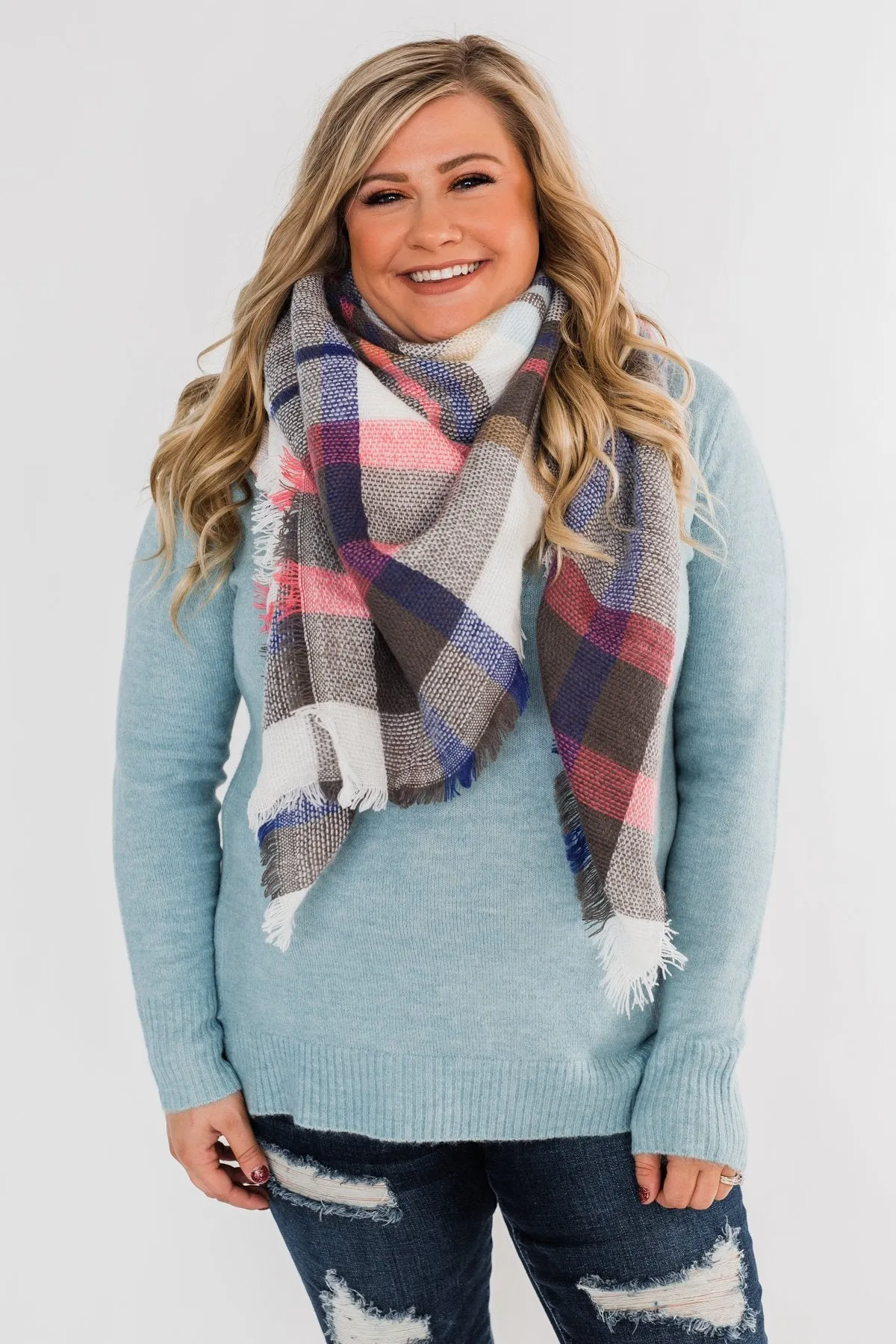 Feel This Moment V-Neck Sweater- Sky Blue
