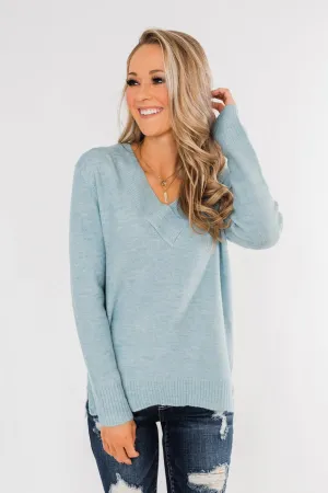Feel This Moment V-Neck Sweater- Sky Blue