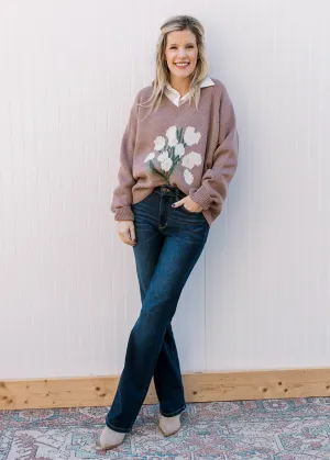 Flowers V-Neck Sweater B
