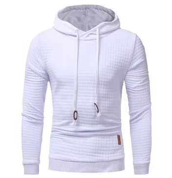 fo Square Pattern Quilted Classic  Men's  Casual Hoodies Men