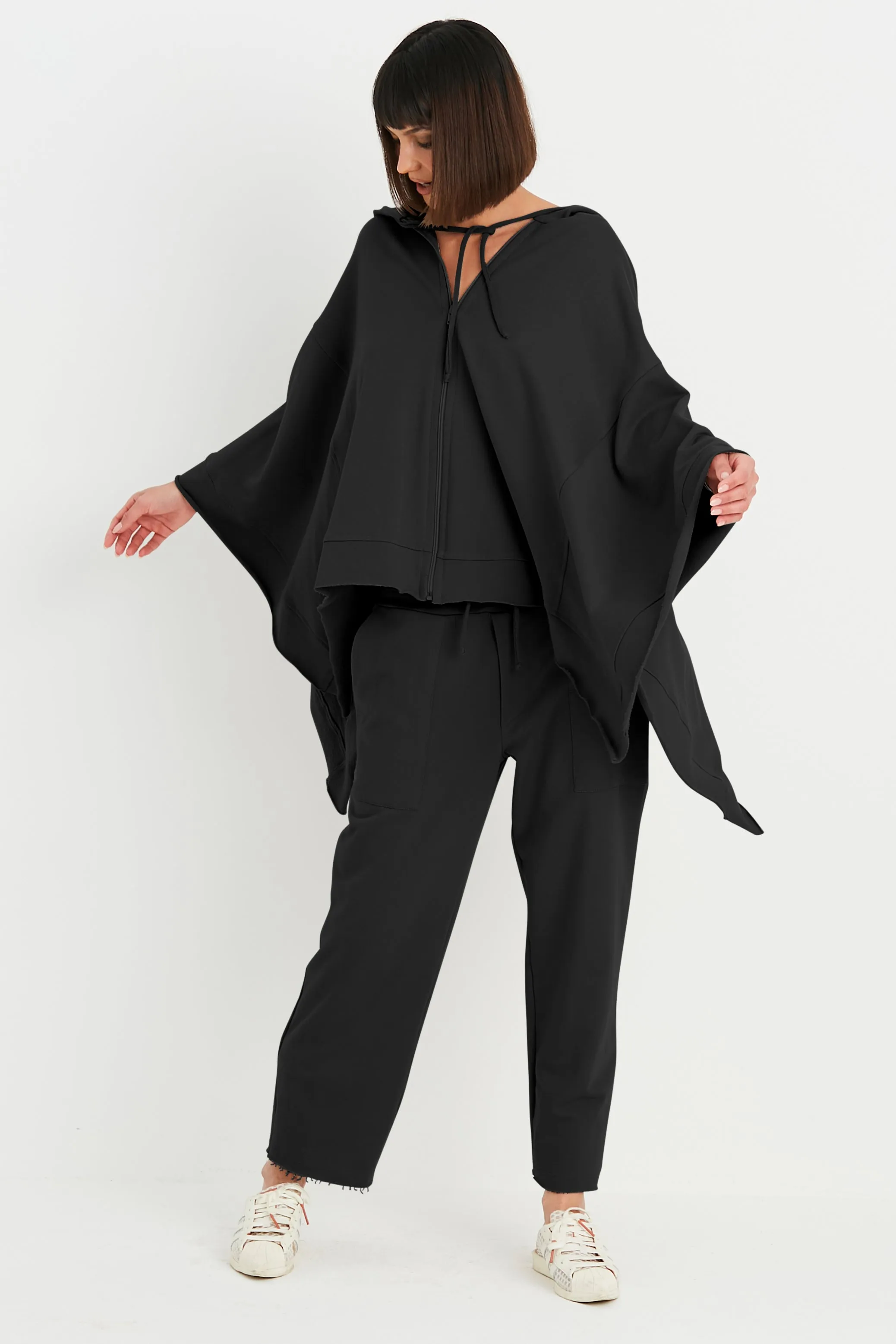 French Terry Zipped Up Poncho