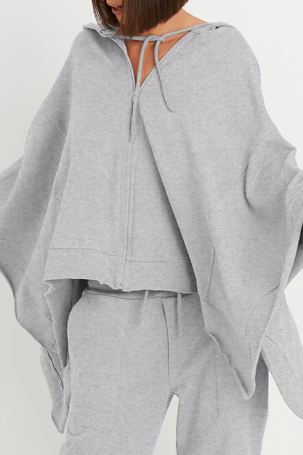 French Terry Zipped Up Poncho
