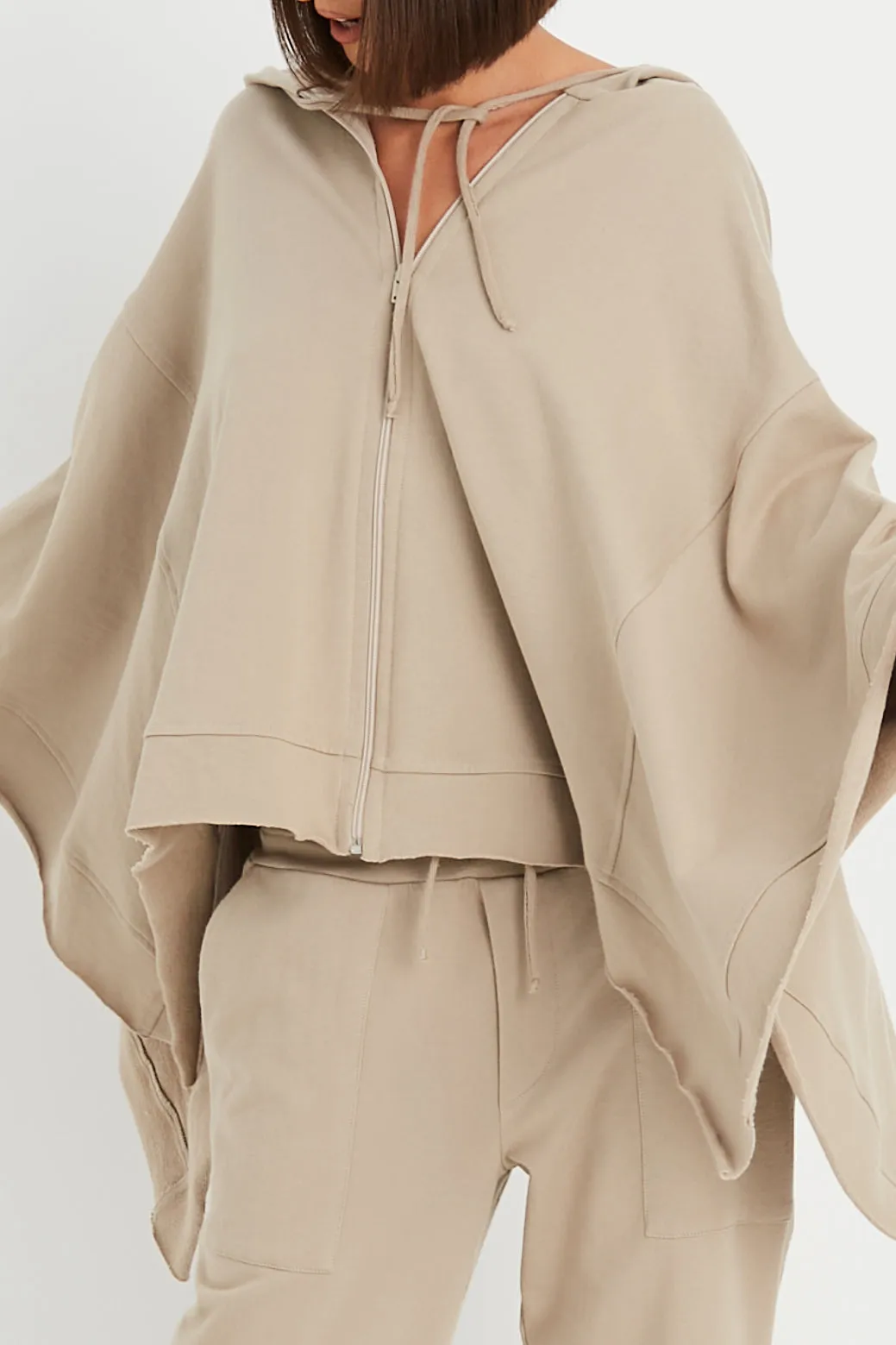 French Terry Zipped Up Poncho