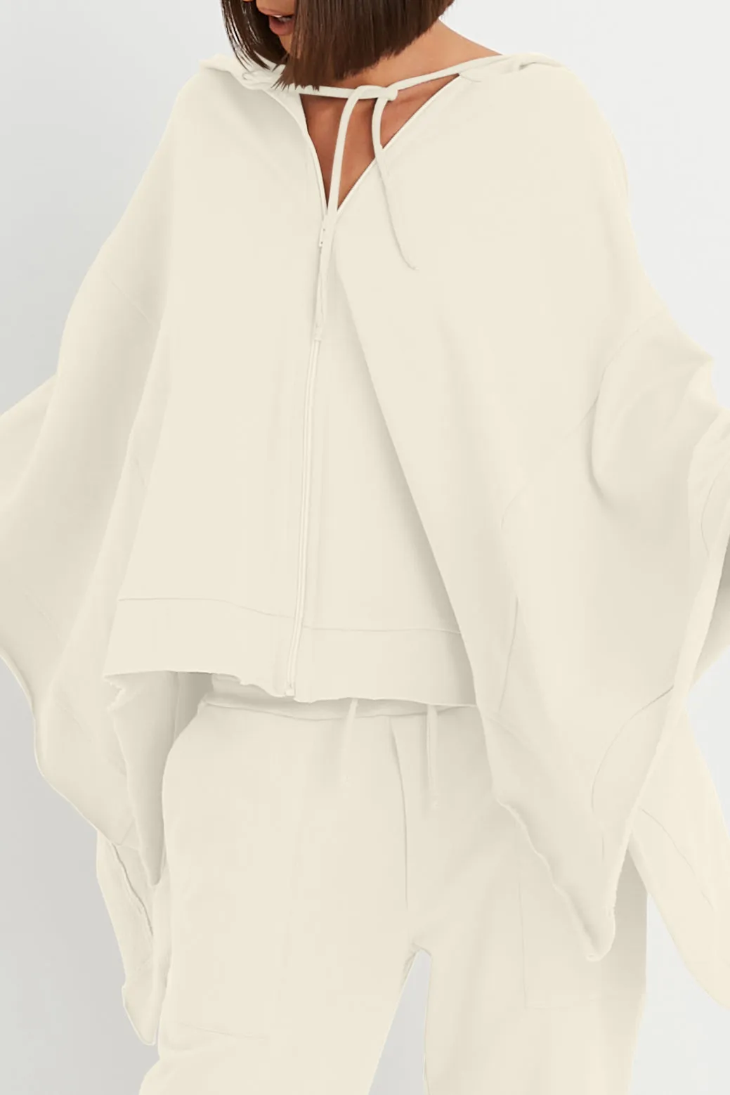 French Terry Zipped Up Poncho