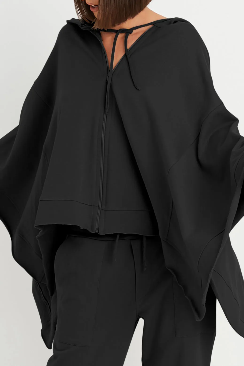 French Terry Zipped Up Poncho