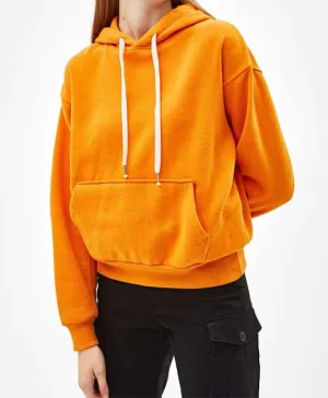Front pouch pocket women’s orange hoodie