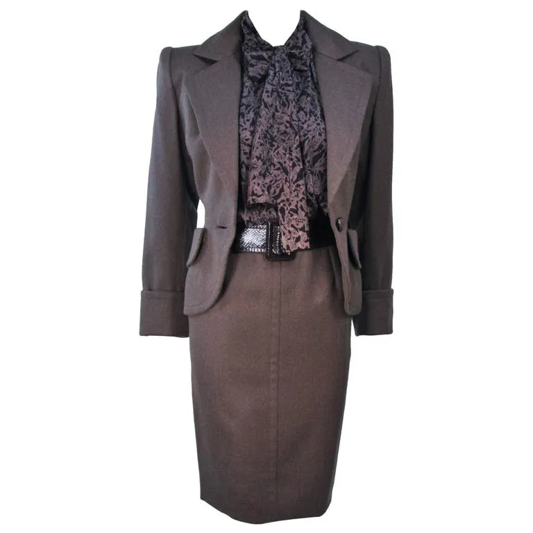 GIVENCHY Couture Wool & Snakeskin 4 pc Skirt Suit Size 4-6