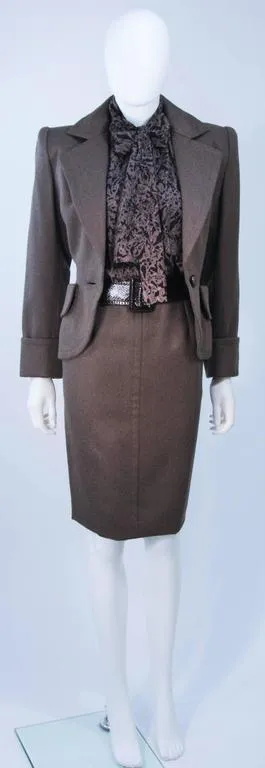 GIVENCHY Couture Wool & Snakeskin 4 pc Skirt Suit Size 4-6