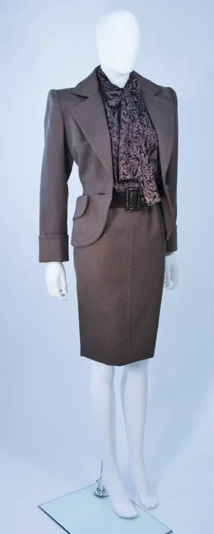 GIVENCHY Couture Wool & Snakeskin 4 pc Skirt Suit Size 4-6