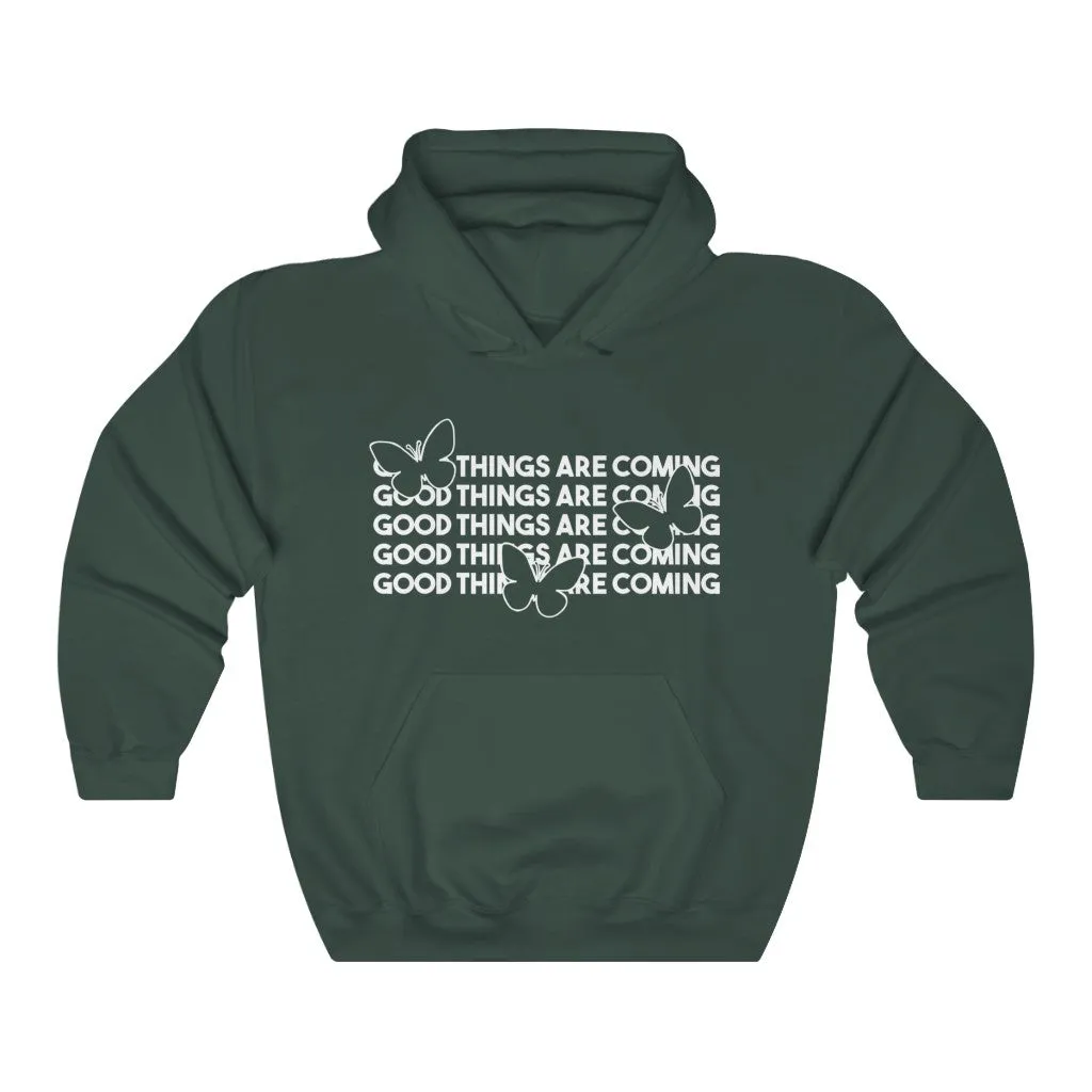 Good Things Are Coming Butterfly Unisex Heavy Blend™ Hooded Sweatshirt