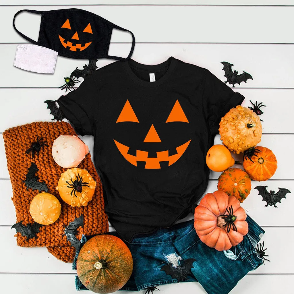 Halloween Printed T-shirt 2-Piece Set A