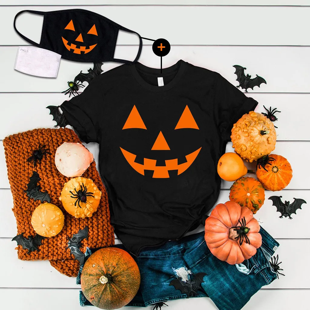 Halloween Printed T-shirt 2-Piece Set A