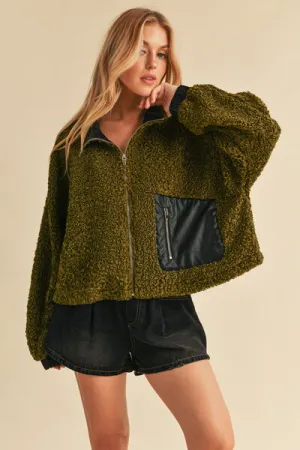 Hazel Blues® |  Aemi   Co Collared Neck Zip Up Sherpa Jacket