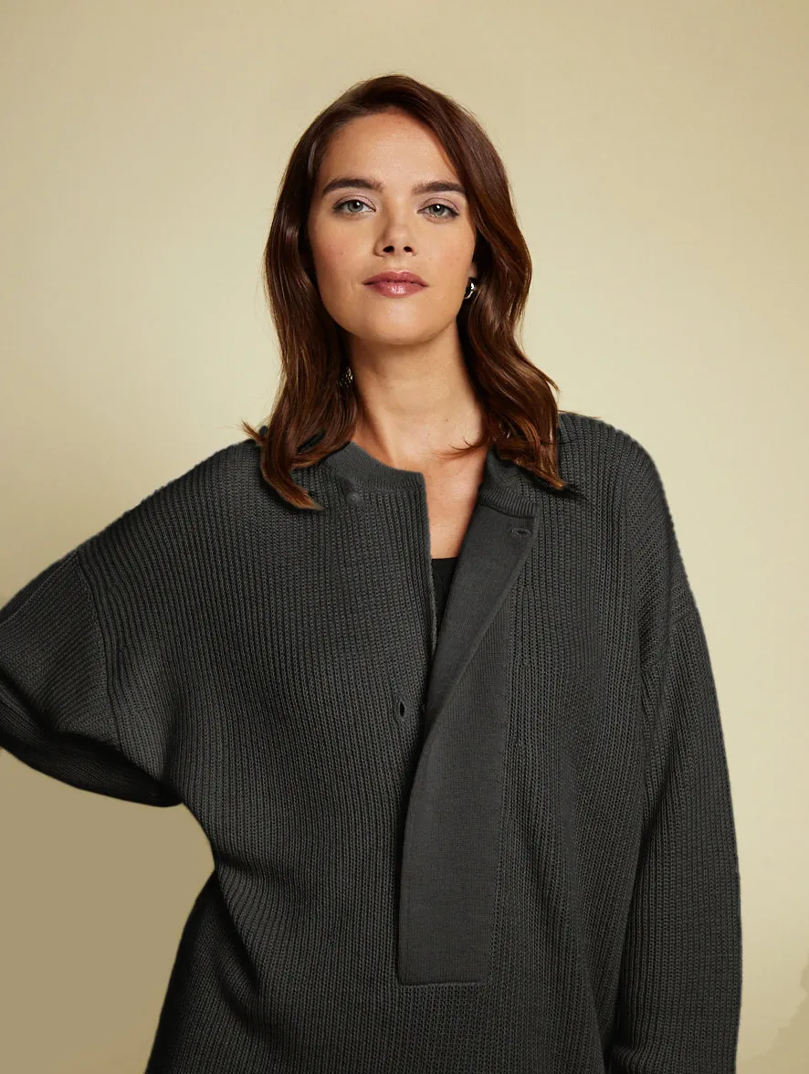 Henley tunic sweater