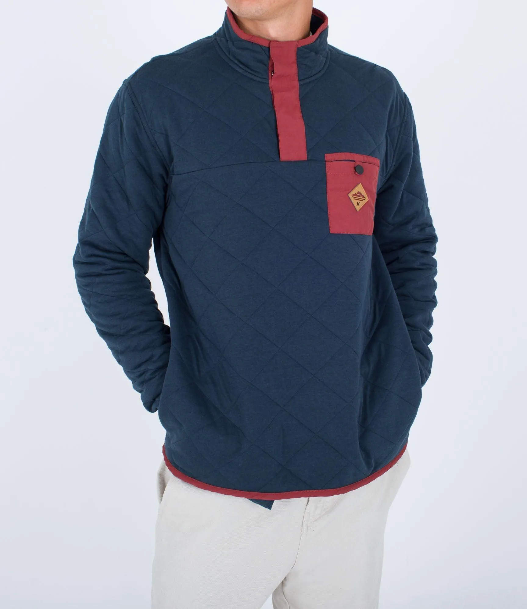 Hurley Middleton Quilted 1/4 Snap Sweatshirt Armored Navy