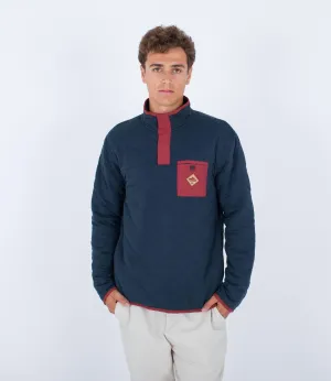 Hurley Middleton Quilted 1/4 Snap Sweatshirt Armored Navy