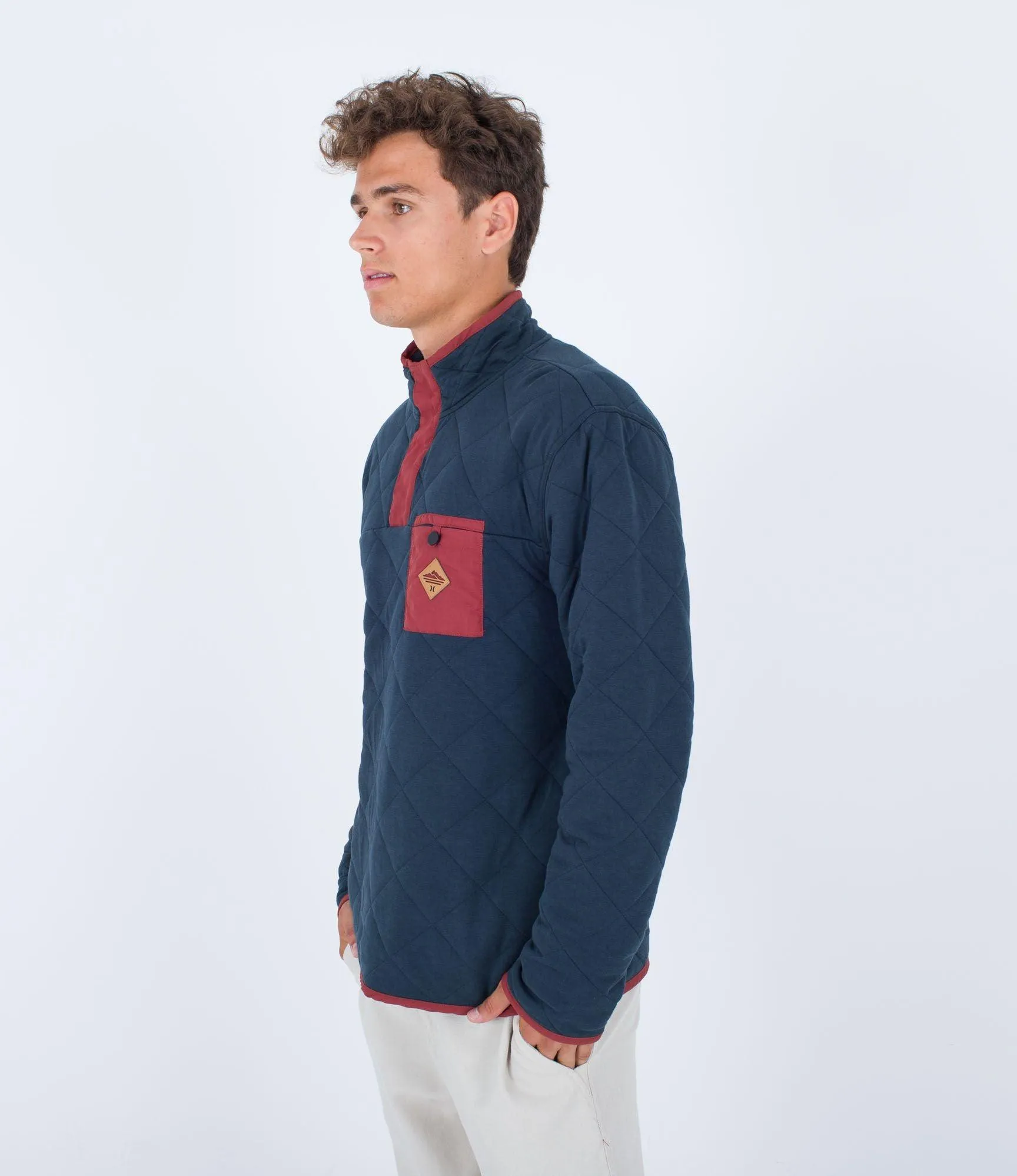 Hurley Middleton Quilted 1/4 Snap Sweatshirt Armored Navy