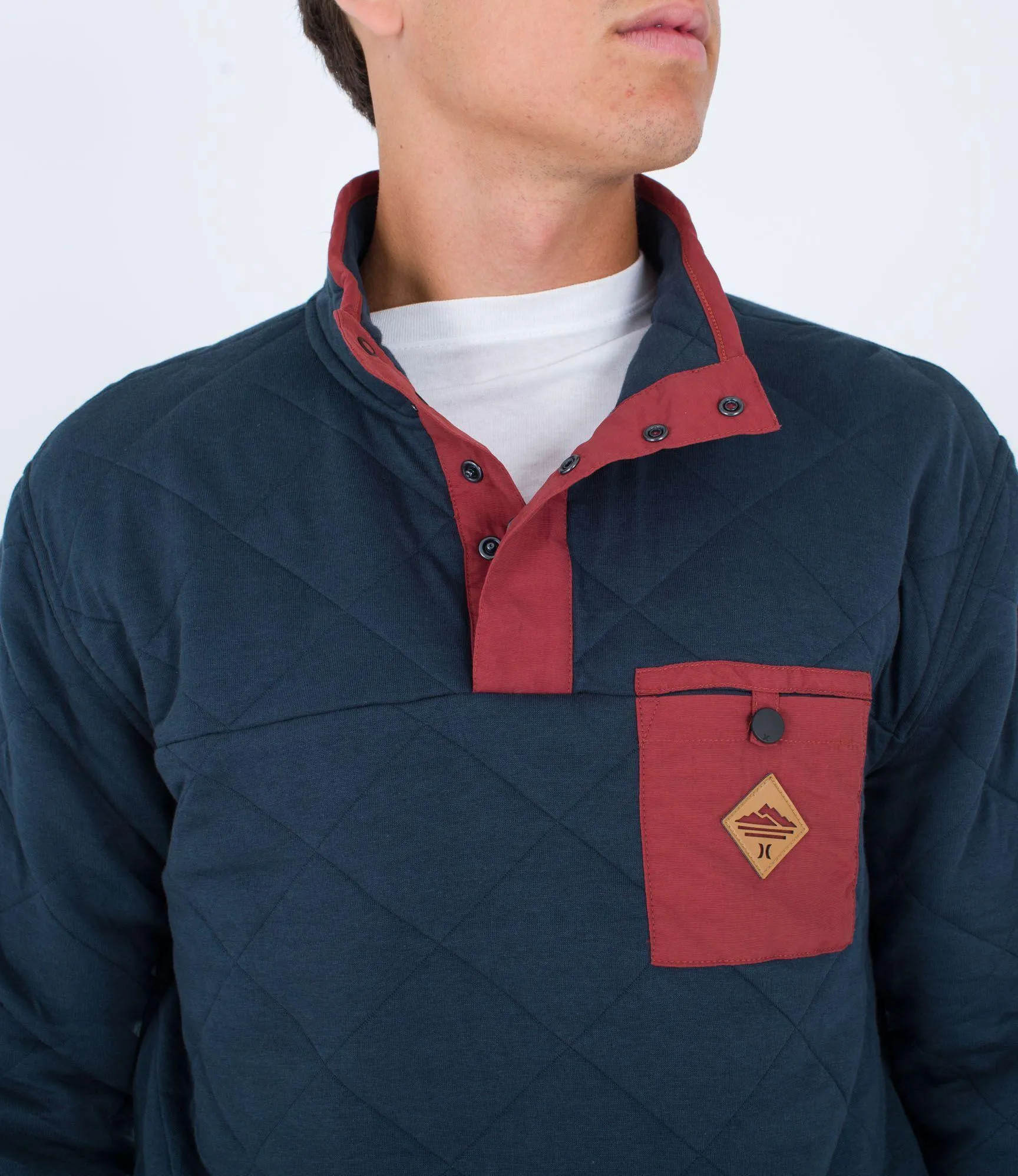 Hurley Middleton Quilted 1/4 Snap Sweatshirt Armored Navy