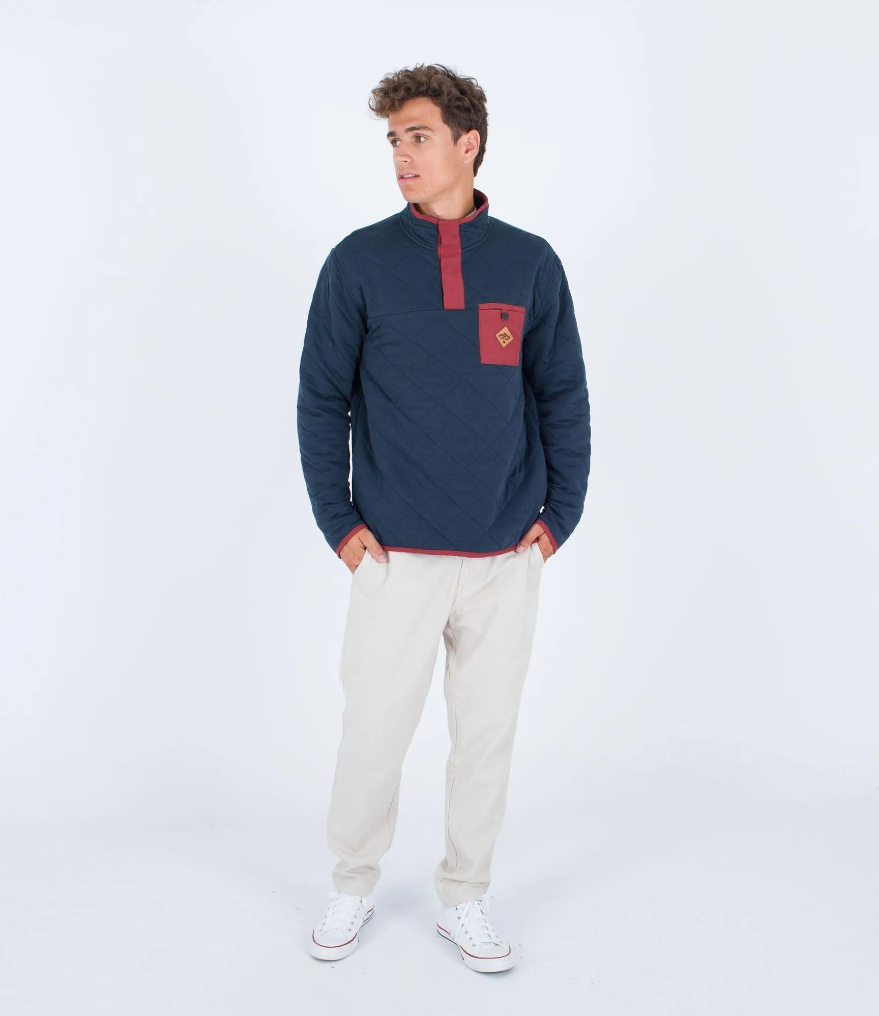 Hurley Middleton Quilted 1/4 Snap Sweatshirt Armored Navy