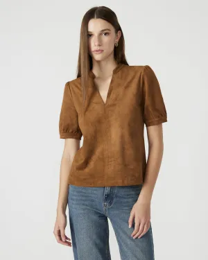JANE SUEDE TOP COGNAC