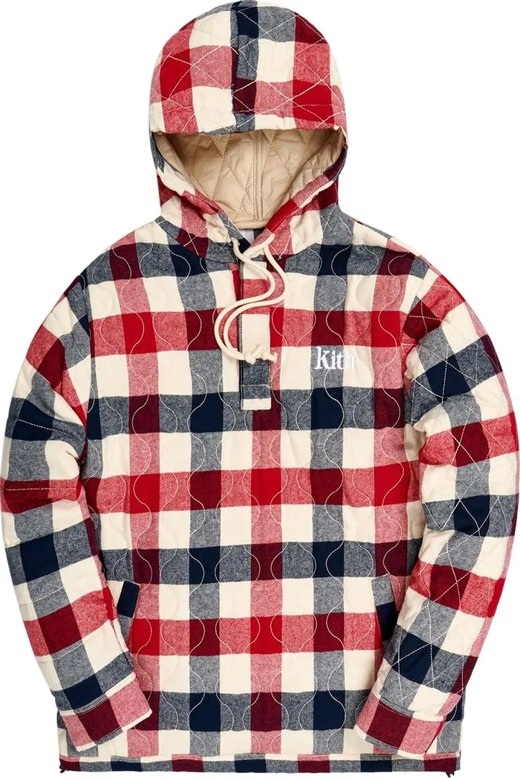 Kith Watts Flannel Quilted Hoodie 'Ivory/Multi', Multicolor