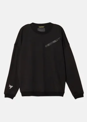 Konus Men's  Zipper Chest Pocket Sweatshirt in Black by Shop at Konus