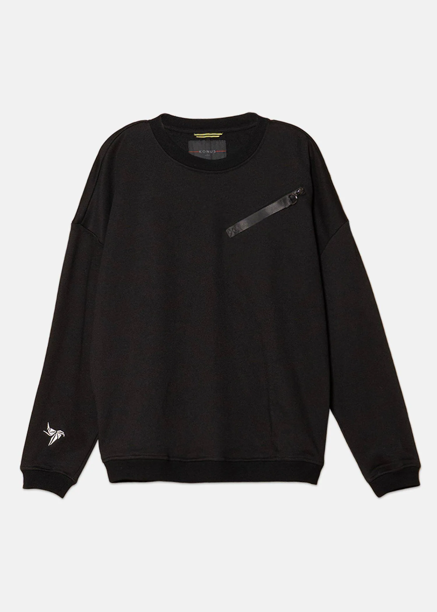 Konus Men's  Zipper Chest Pocket Sweatshirt in Black by Shop at Konus