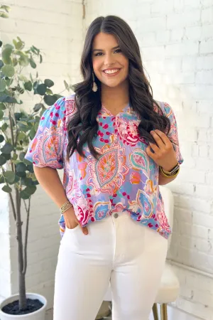 Lavender Mix Paisley Printed Top