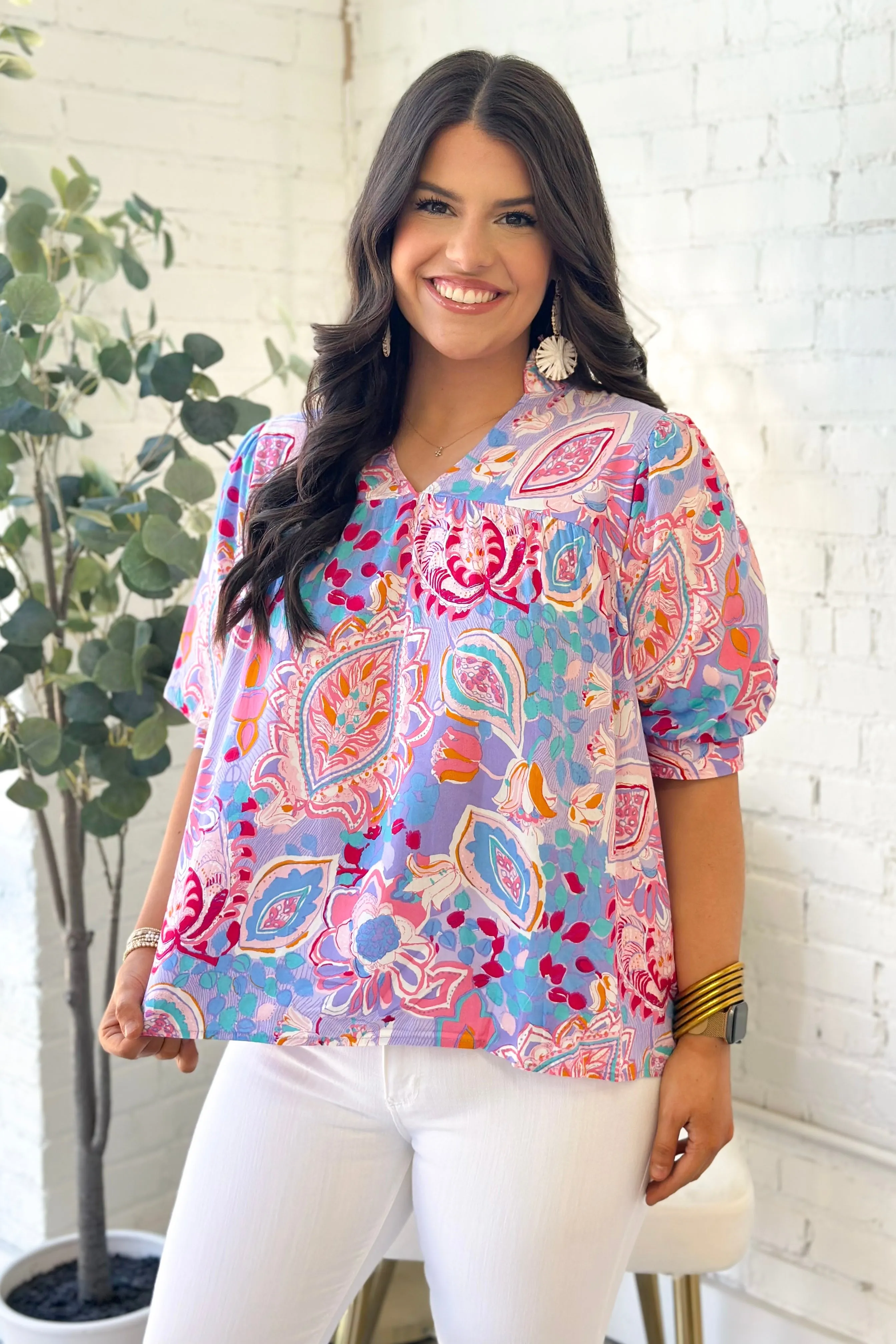 Lavender Mix Paisley Printed Top