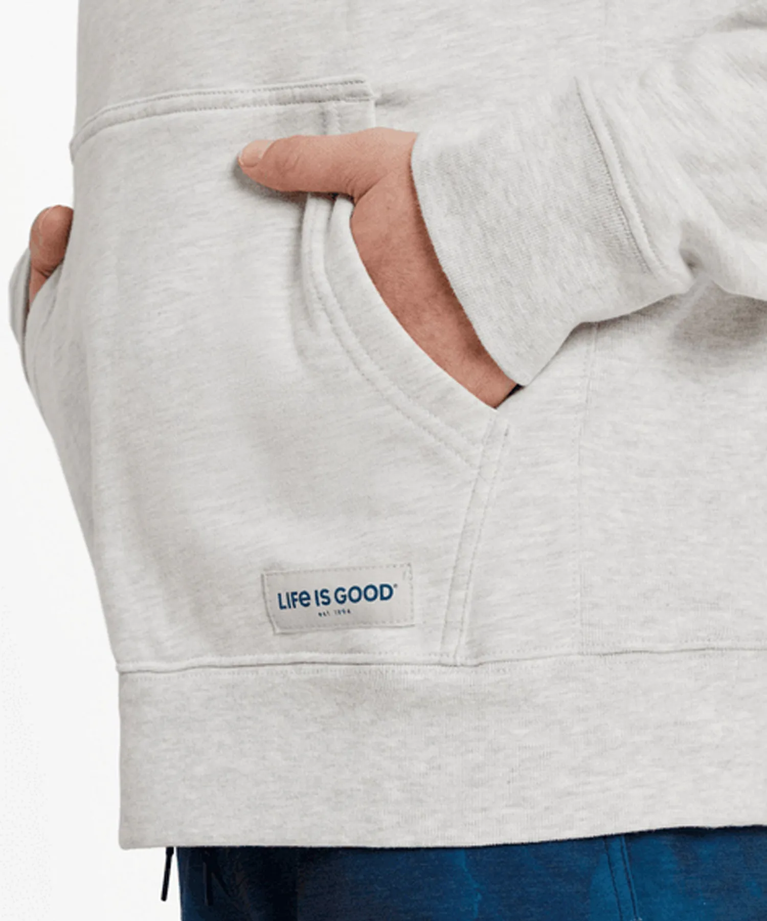 Life is Good Retro Palms Sun Simply True Fleece Hoodie - Light Heather Gray