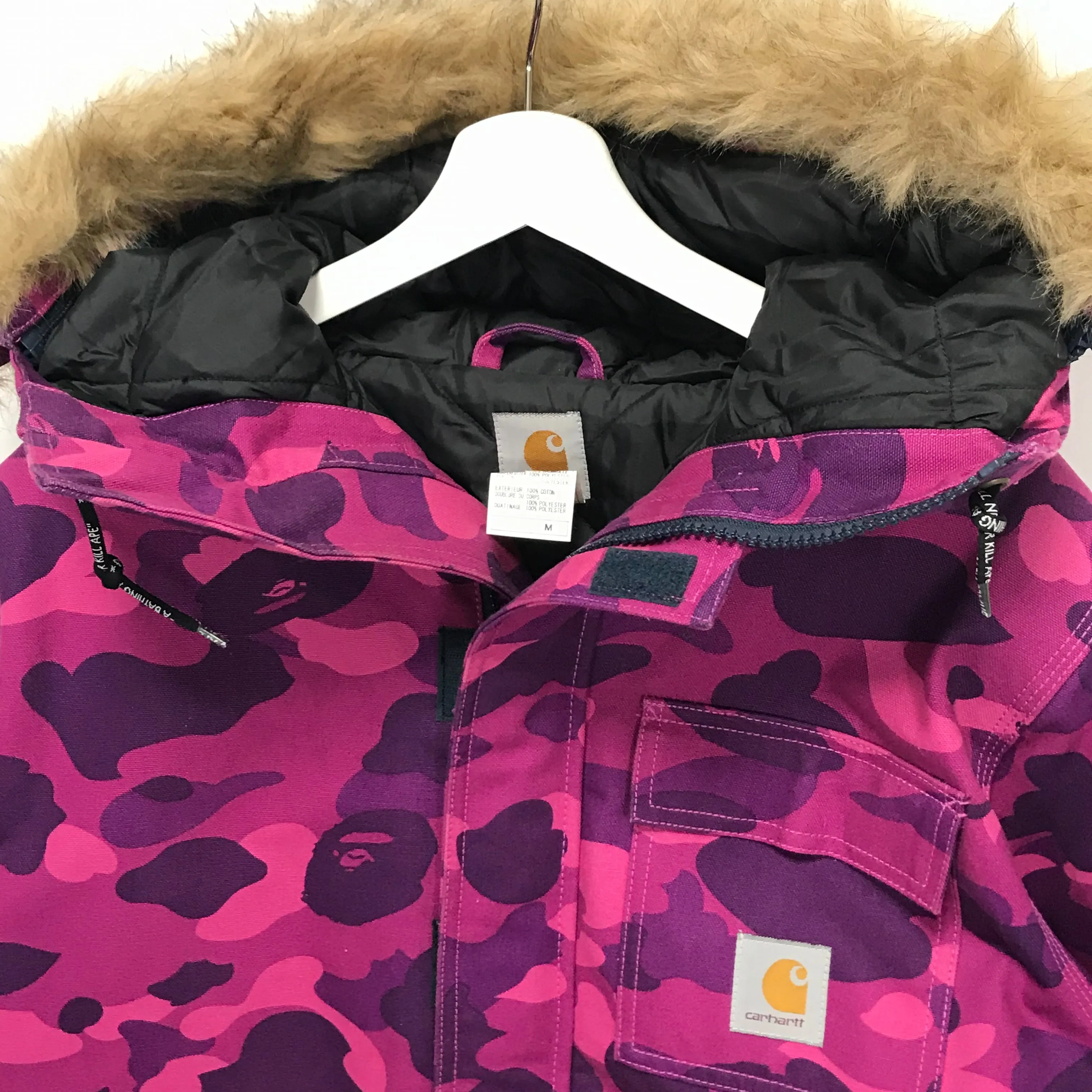 [M] A Bathing Ape Bape Carhartt N-3B Color Camo Jacket Purple