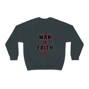 Man of Faith Unisex Heavy Blend Crewneck Sweatshirt - Perfect for Religious Apparel, Christian Gift, Comfortable and Stylish