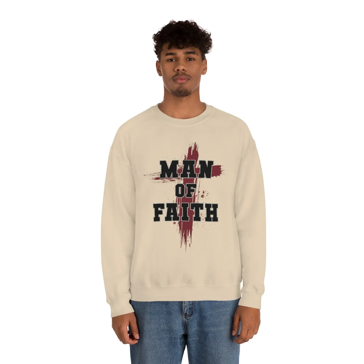 Man of Faith Unisex Heavy Blend Crewneck Sweatshirt - Perfect for Religious Apparel, Christian Gift, Comfortable and Stylish