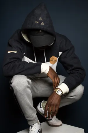 Mediums Collective Quilted Cut & Sew Hoodie - Navy