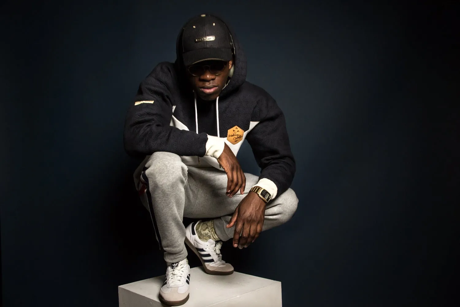 Mediums Collective Quilted Cut & Sew Hoodie - Navy