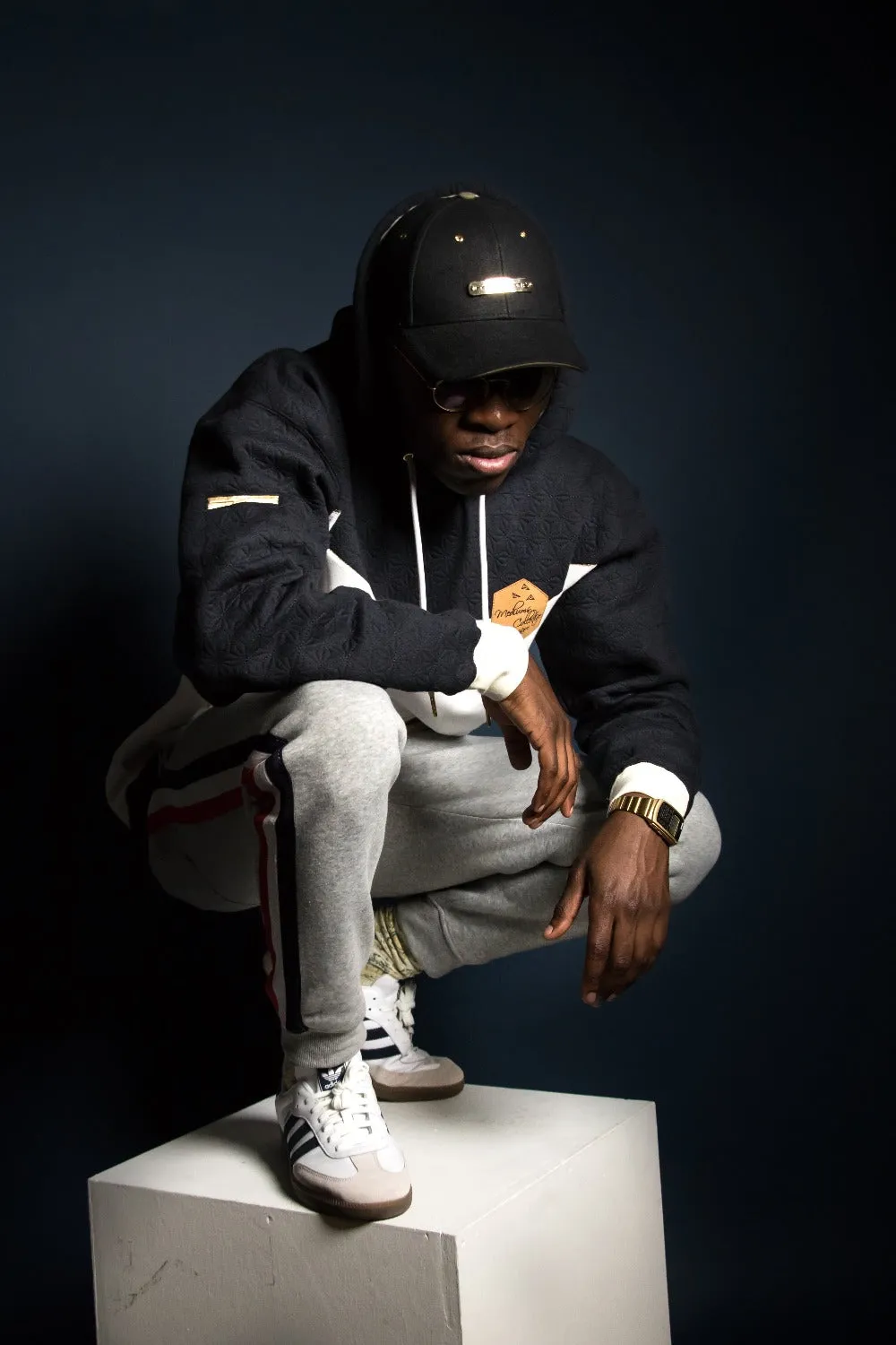 Mediums Collective Quilted Cut & Sew Hoodie - Navy