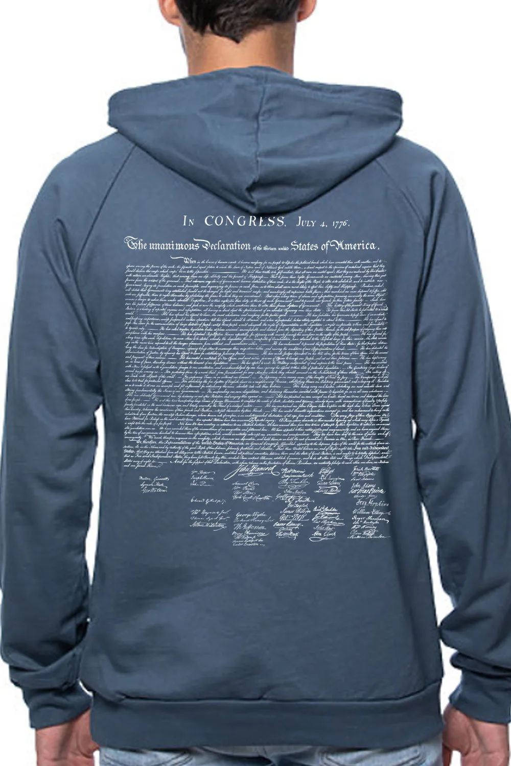 MEN'S ORGANIC COTTON PULLOVER HOODIE - Declaration of Independence (Made in the USA)