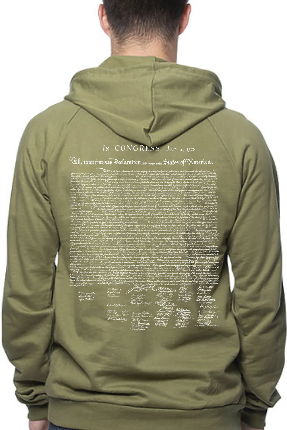 MEN'S ORGANIC COTTON PULLOVER HOODIE - Declaration of Independence (Made in the USA)