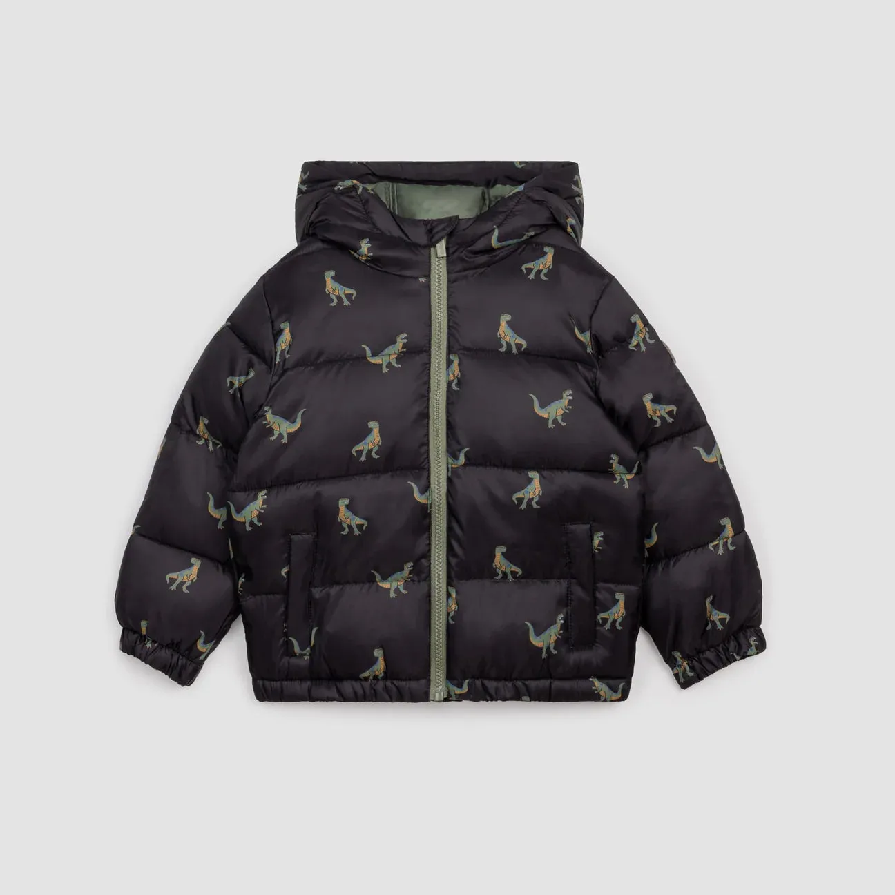 MTL- T-Rex Print on Black Hooded Packable (Black)