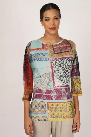 Multi-Colour Floral Cashmere Silk Sweater