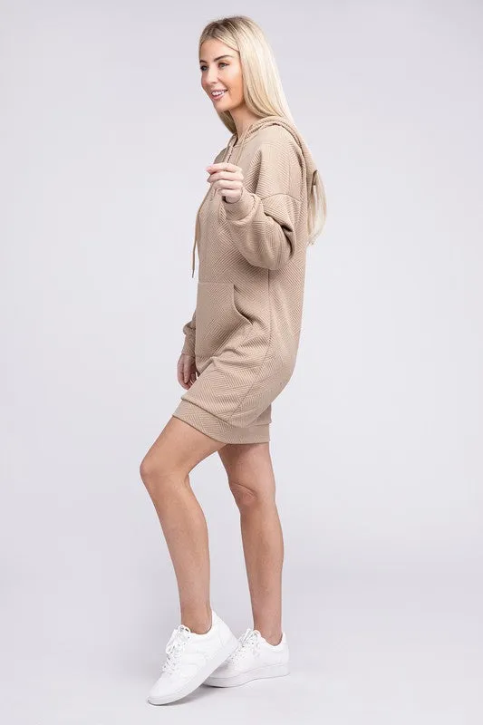 Nuvi Apparel Pocket Drawstring Hooded Dress
