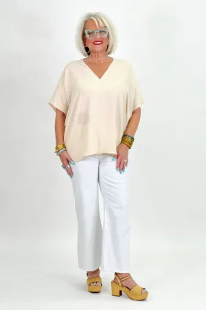 Oatmeal V-Neck Top