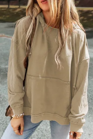 Parchment Quilted Patchwork Exposed Seam Hoodie
