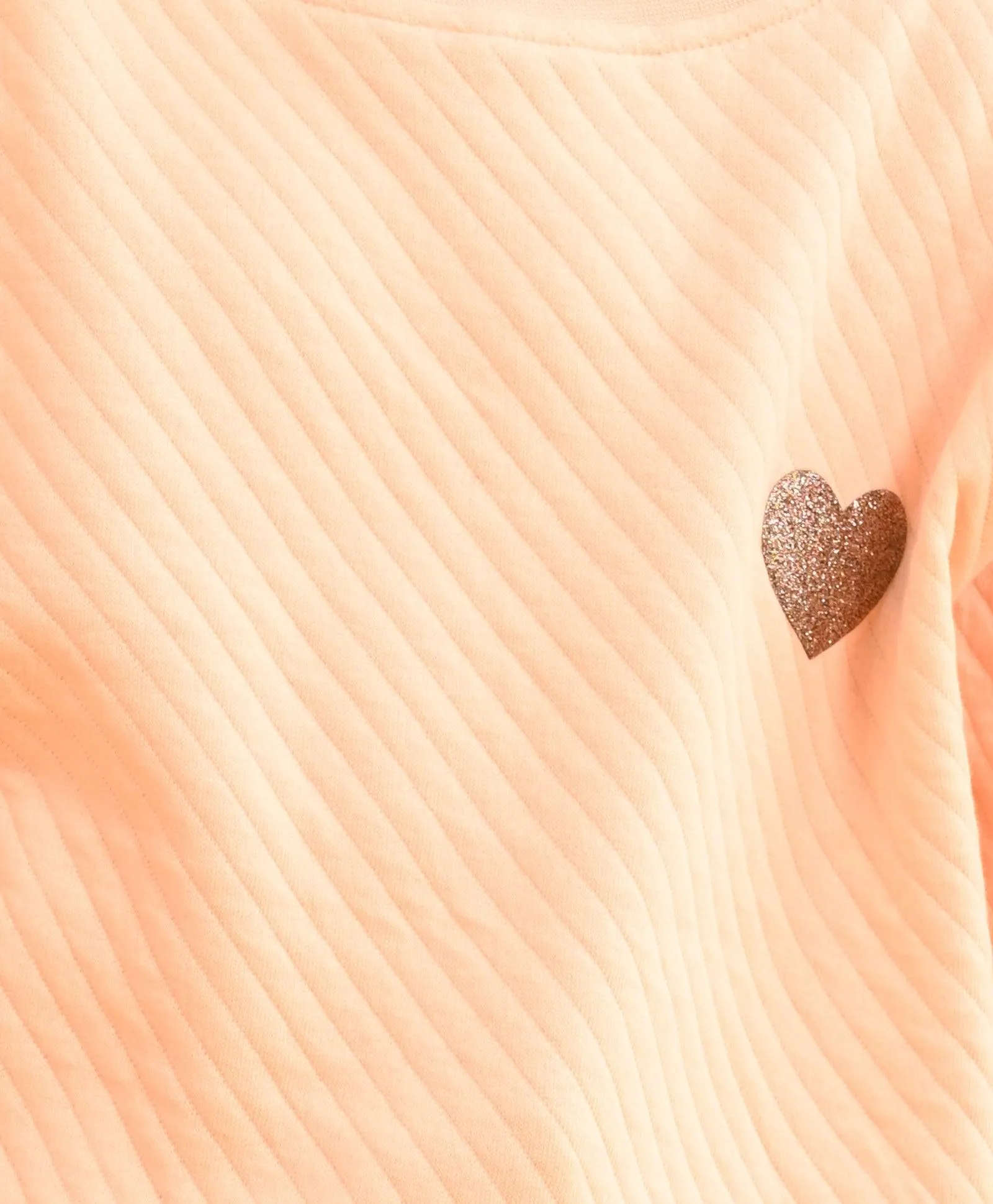 PEACH QUILTED GIRLS SWEATSHIRT - PEACH
